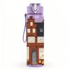 1PC Brown Building House 750ml Color Plastic Sports Water Bottle Leakproof Flip Straw Lid Suitable for Sports Office Home Use