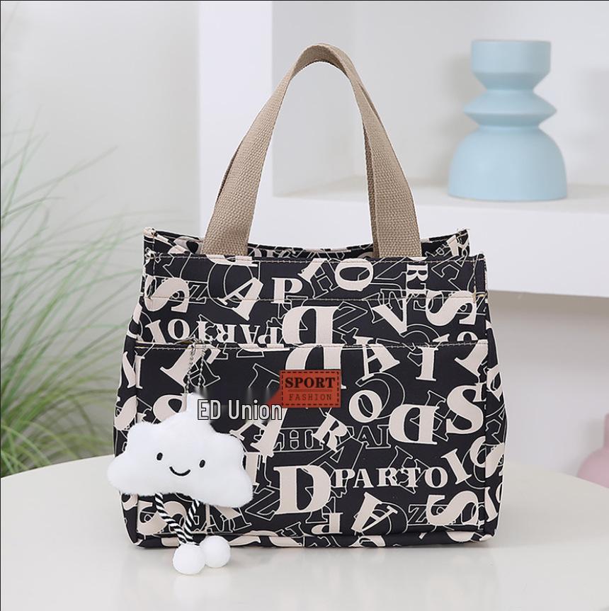 Large Cartoon Oxford Cloth Lunch Tote Bag - Thickened for Work & Commute