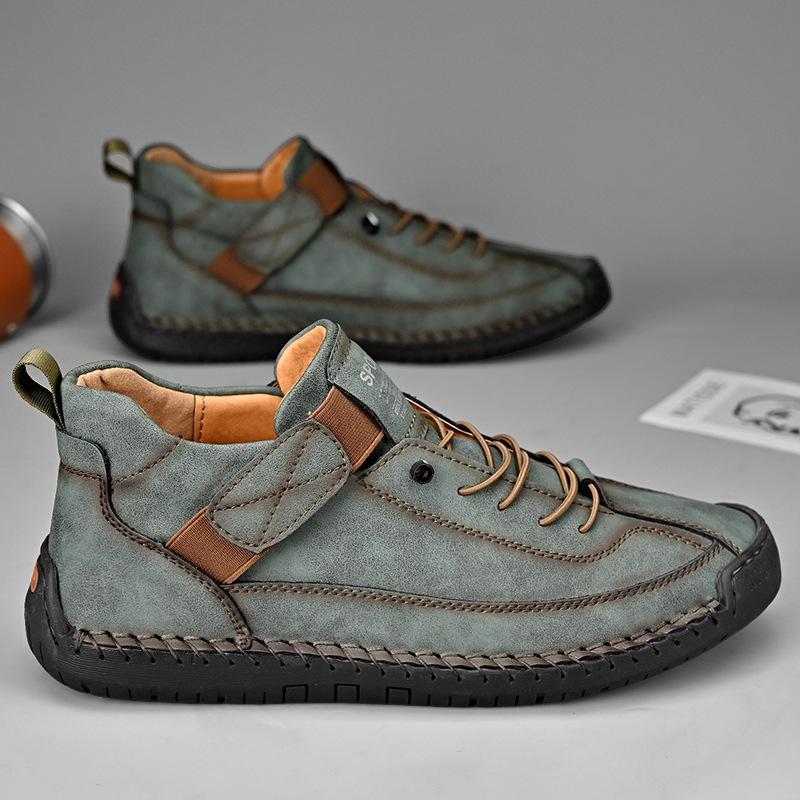 Large size autumn and winter men's mid-top Martin boots outdoor casual shoes stitched men's shoes