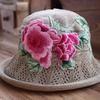 Vår og sommer etnisk vind broderi blomst sammenleggbar hatt dame strikkelue sandbøttehatt