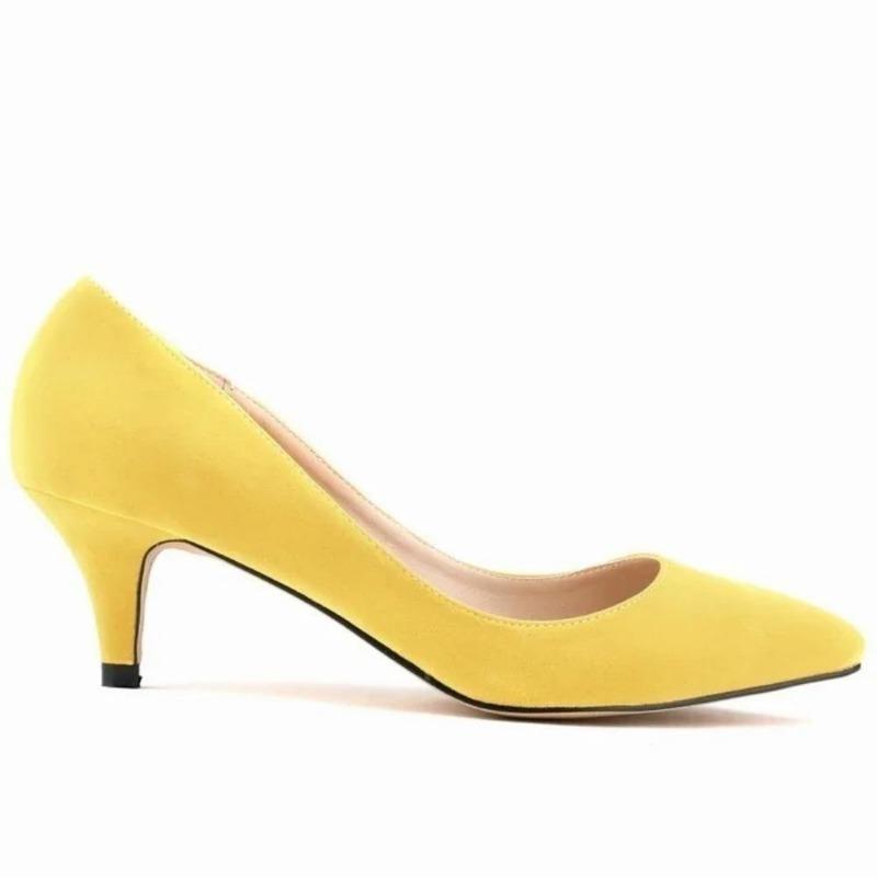 Women Pumps Spring Autumn 5cm Low High Heels Solid Color Breathable Pointed Toes Non Slip Sole Latex Insole Work Wedding Shoes