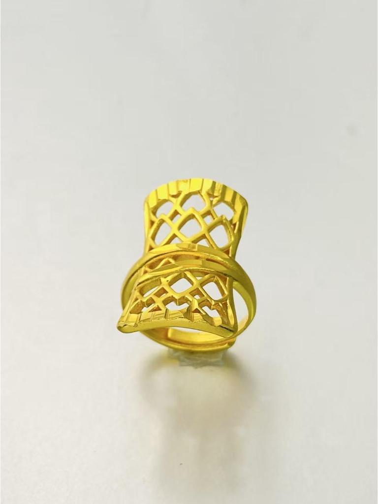 24K Gold Plated Adjustable Brass Ring - Personalized High-End Design