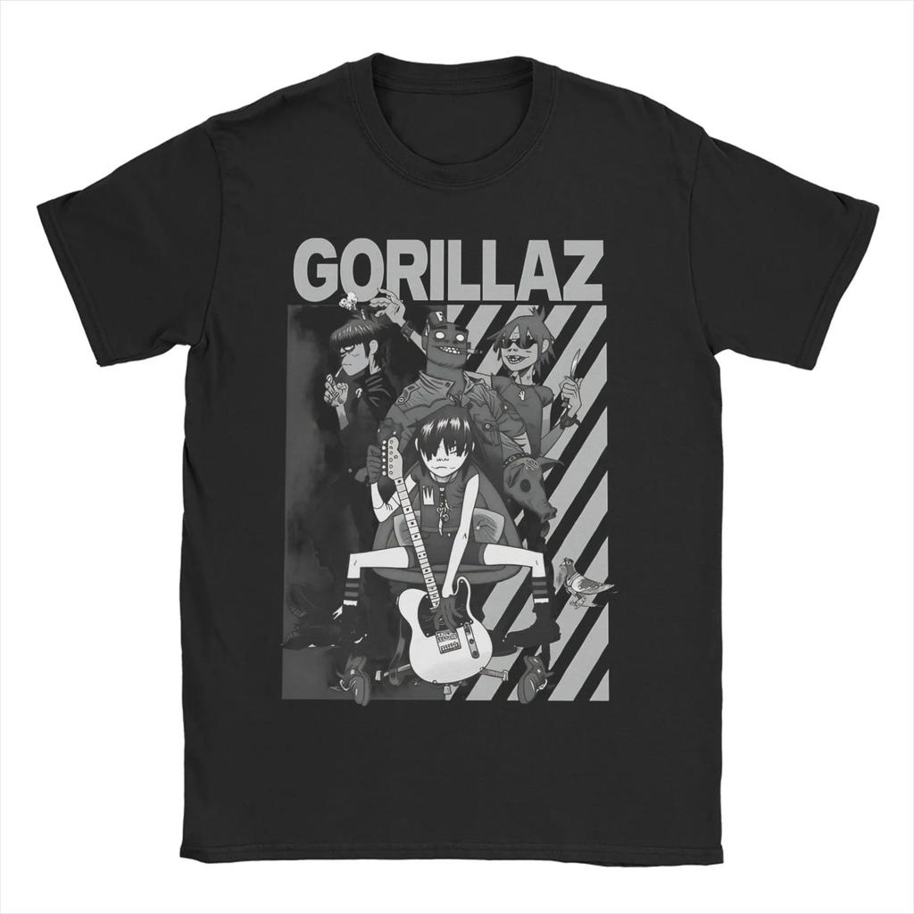Punk Music Band Gorillazed T Shirt for Men Women Pure Cotton Vintage T-Shirt Round Neck Tee Shirt Short Sleeve Clothes