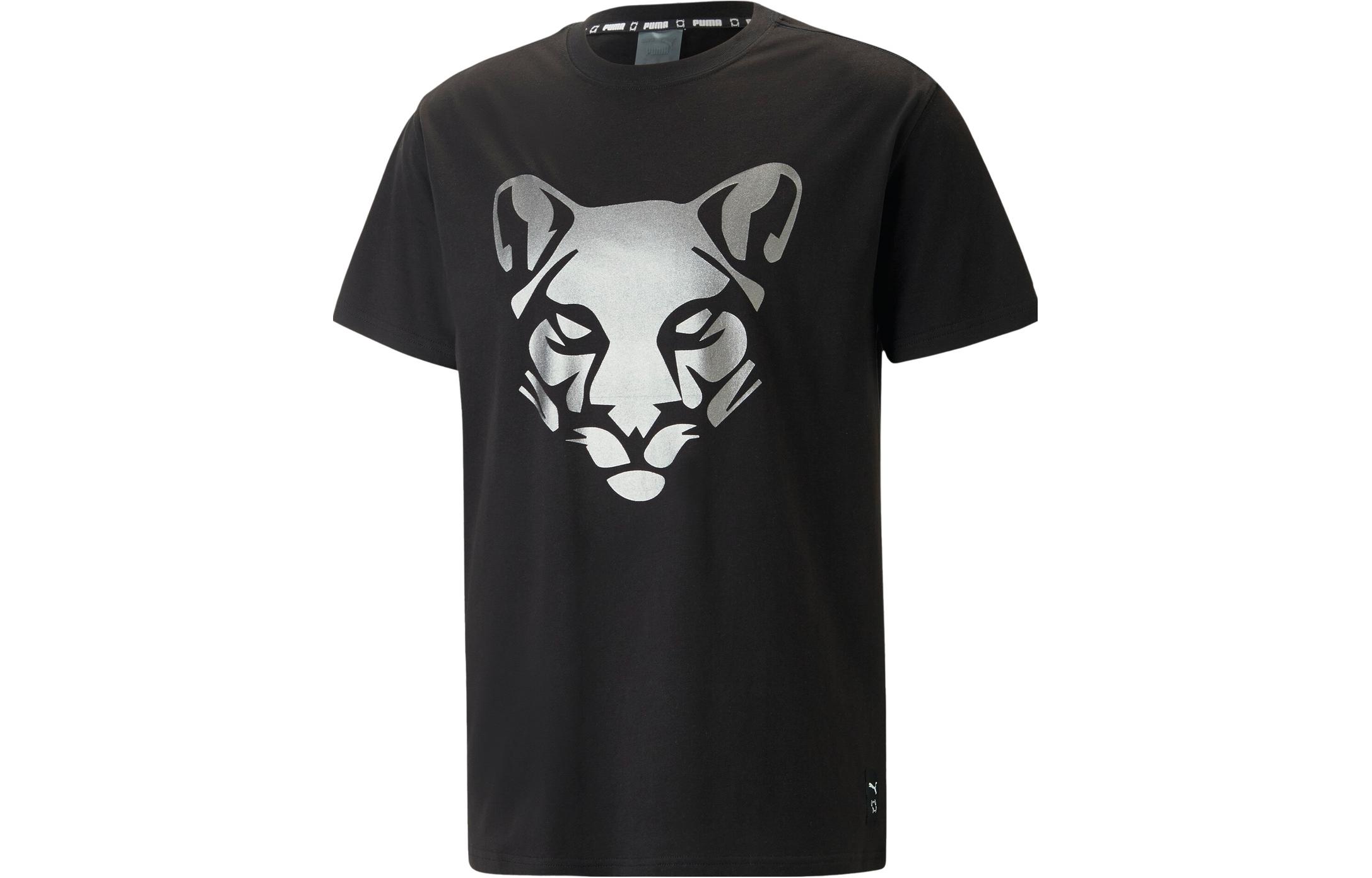 PUMA Баскетбольная коллекция Футболки Мужские Черный Круглый вырез Умеренный Прямой крой 538564-01 L