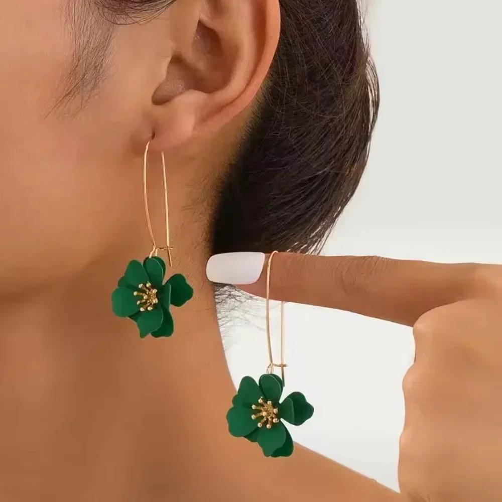 South Korea Ins Sweet Temperament Flowers Drop Earrings Ladies Personalized Creative Wedding Accessories Gift