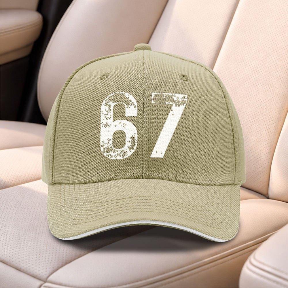 67 Number Print Sandwich Baseball Cap Adjustable Duckbill Cap For Men Women