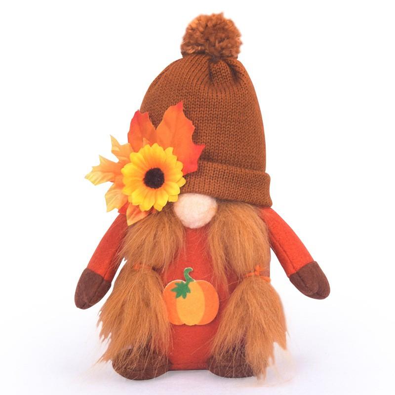 Halloween Pumpkin Harvest Festival Maple Leaf Faceless Doll Gnome Decor Figurine Home Party Display