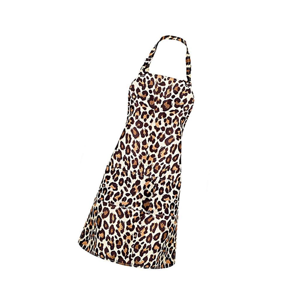 Stylish Leopard Print Apron Kitchen Cooking Accessories Apron Adjustable Neck Strap Easy Wash For Home Beauty Salon Use