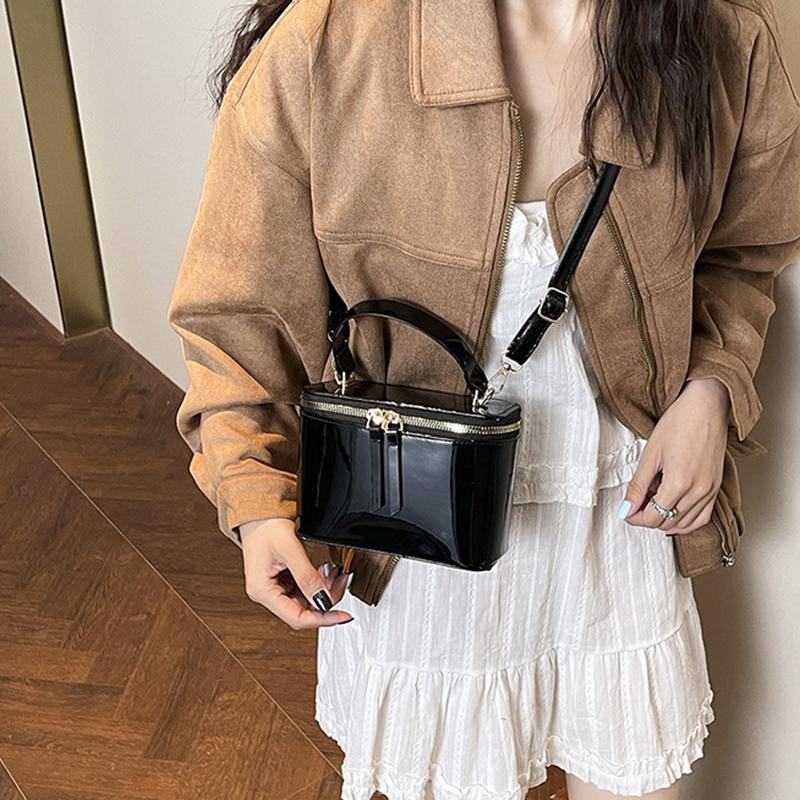 Yogodlns Korean Fashion Square Box Handbag Women's Mini Crossbody Bag Simple Urban Style PU Material Small Square Bag