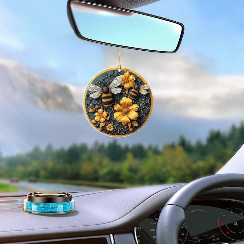 Playful Bee Acrylic Wreath Car Charm Colorful Keychain For Bags Gifts And