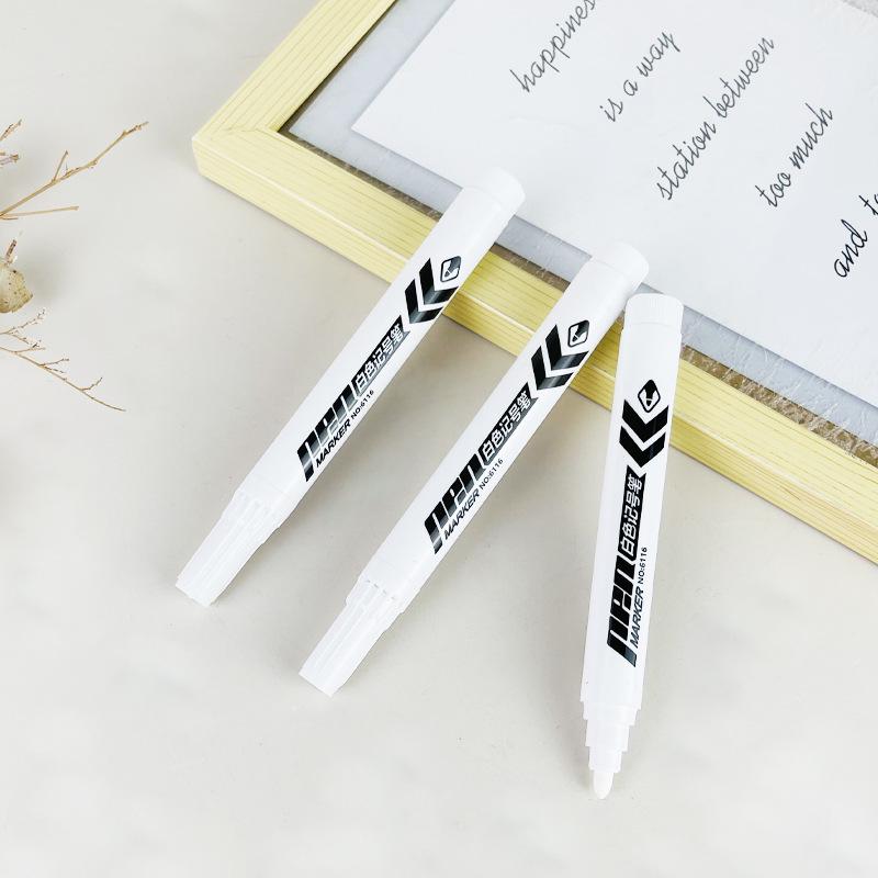 White Oil-Based Quick-Dry Waterproof Indelible Broad Tip Marker Pen