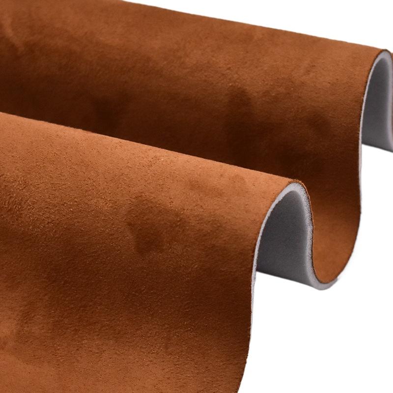 50cm/100cm*150cm Yellow Brown Color Sponge Composite Suede Leather Fabric for Car Roof Steering Wheel Cover Packing Box Decor