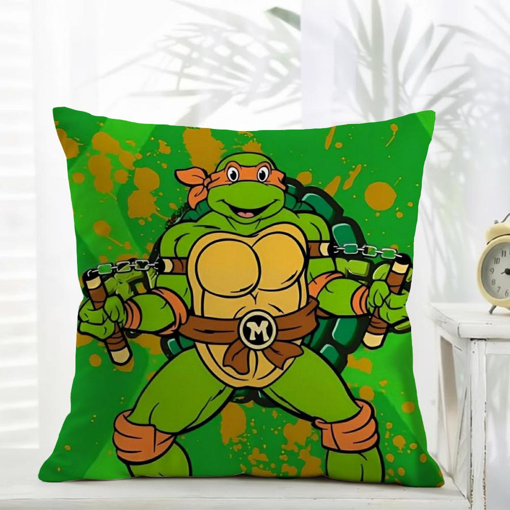 NNinja Movie TTurtles Cushion Cover Daily Washable Linen Pillowcase Soft  for Sofa Bed Home Room Decor
