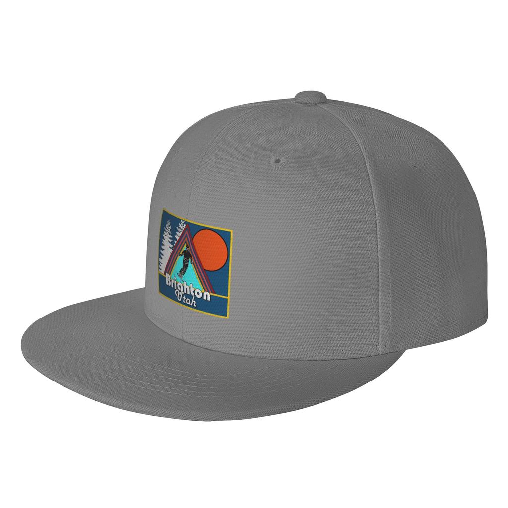 Fashion Brighton Utah Vacation Travel Skiing Mountains Flat Brim Sun Hat Harajuku Style Cap Womens