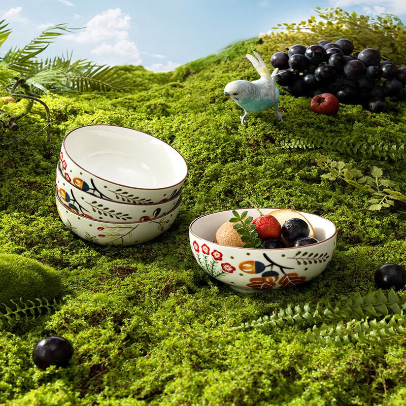 JD Jingzao DK Floral Ceramic Rice Bowl Set