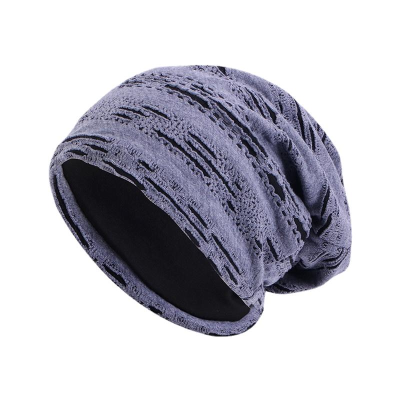 Double Fabric Hats Spring Autumn Skullies & Beanies for Adult Unisex Solid Hats one size синий