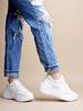 Chunky Platform Sneakers for Women Colorblock || Lace-Up Athletic Shoes with Wavy Sole Design Casual and Party