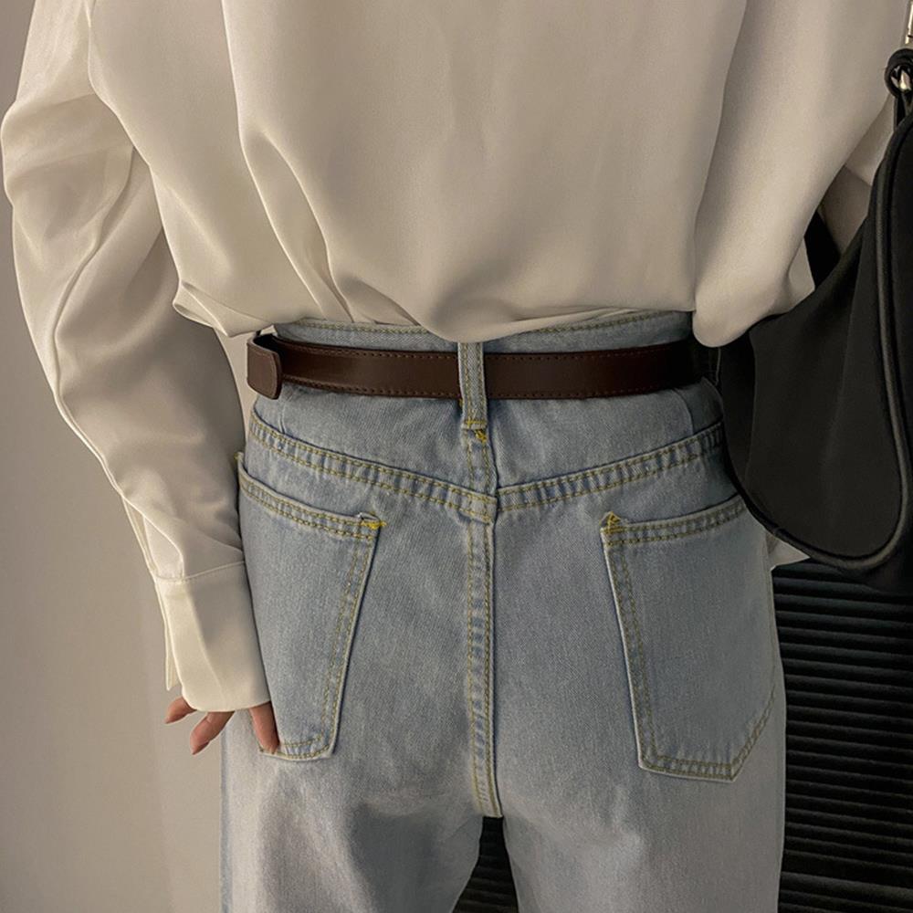 INS Fashion Women's Belt Fashion Black Belt Retro Needle Buckle Jeans Belt Casual Strap Long Skirt Belt