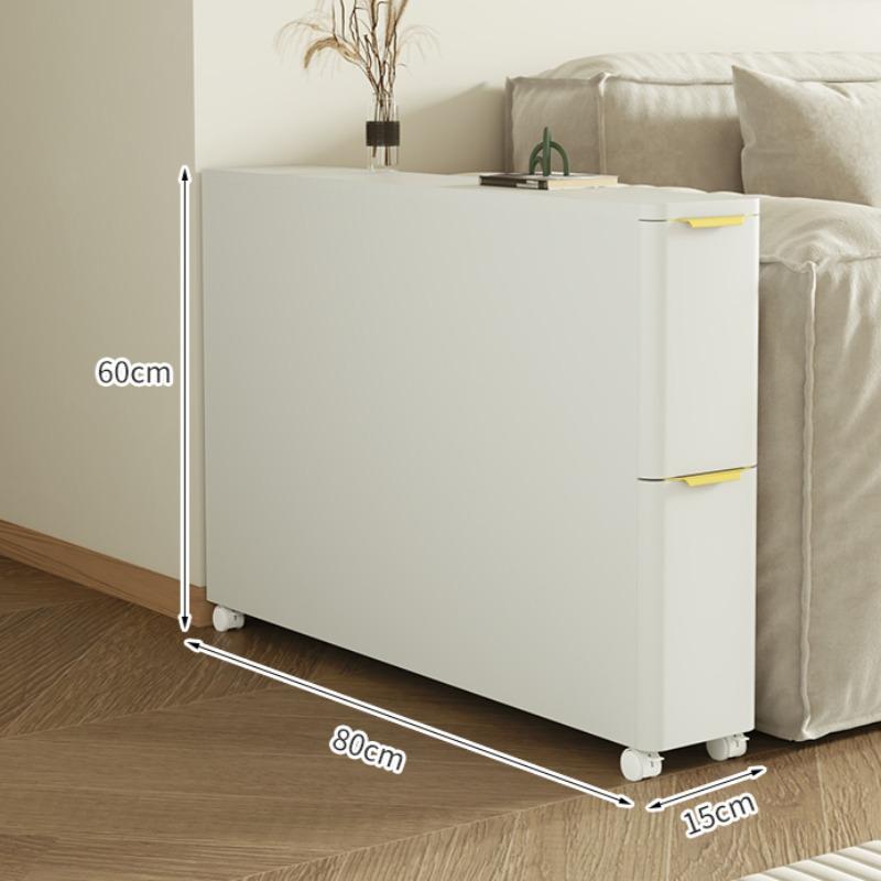Slim Side Storage Cabinet Simple Luxury Bedside Table Easy-Move Small Corner Table for Bedroom And Living Room