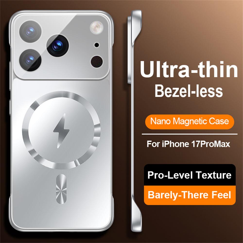 For Magsafe Ultra Thin Frameless Nano AG Frosted Phone Case For 17 Air 16 15 14 13 12 11 Pro Max Wireless Charging Cover