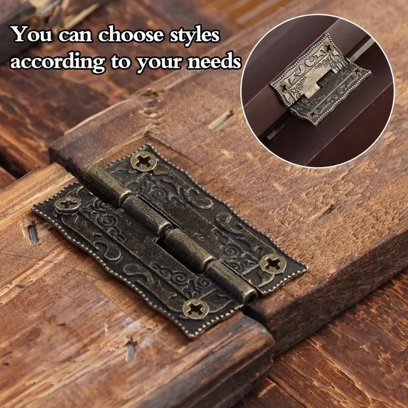 20/1Sets Antique Bronze Hinges Vintage Cupboard Cabinet Fitting with Screws Jewelry Boxes Wooden Case Hinge Furniture Hardware