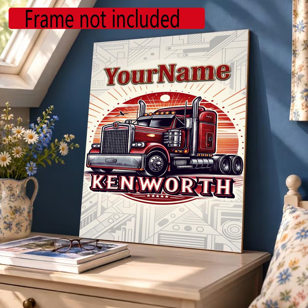 Peterbilt Heavy Trucks Customize Your Name Diamond Painting Round Diamond Diy Frameless Holiday Artwork Suitable For Home Office Wall Decoration