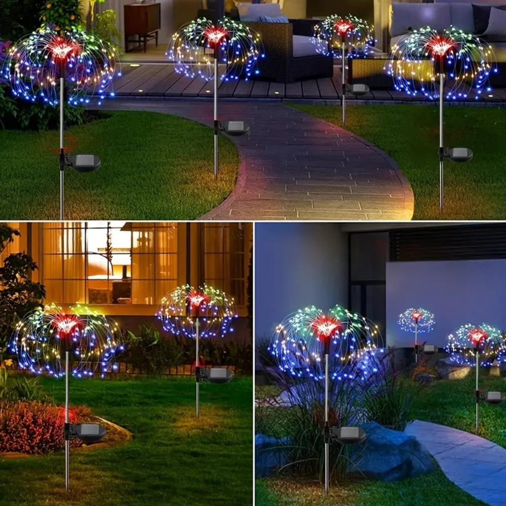 Solar Garden Firework Lights Outdoor Waterproof 8modes Sparklers Solar Lamp For Outside Backyard Yard Pathway Decoration