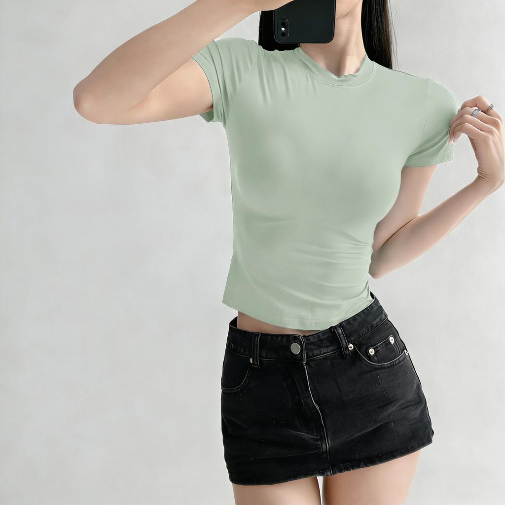 Classic simple solid color fitness clothes, thin, quick-drying, moisture-wicking sports tops, women's yoga clothes, short-sleeved T-shirts