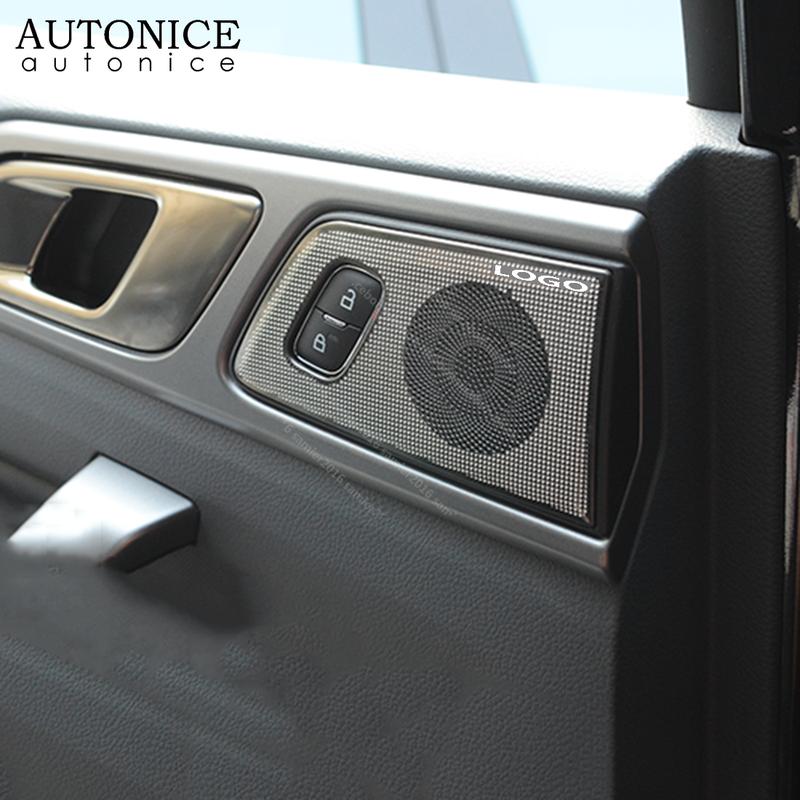 2pc Stainless Postern Door Speaker Audio Ring Cover Trim Fit for Ford Everest Endeavour 2015 2016 2017 2018