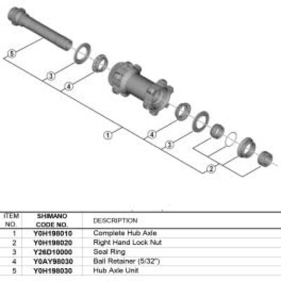 SHIMANO חלקי חילוף נאבה מכלול ציר מ"מ כדור Y0H198010 (100 מרווח) WH-RX570-TL-F12-700C