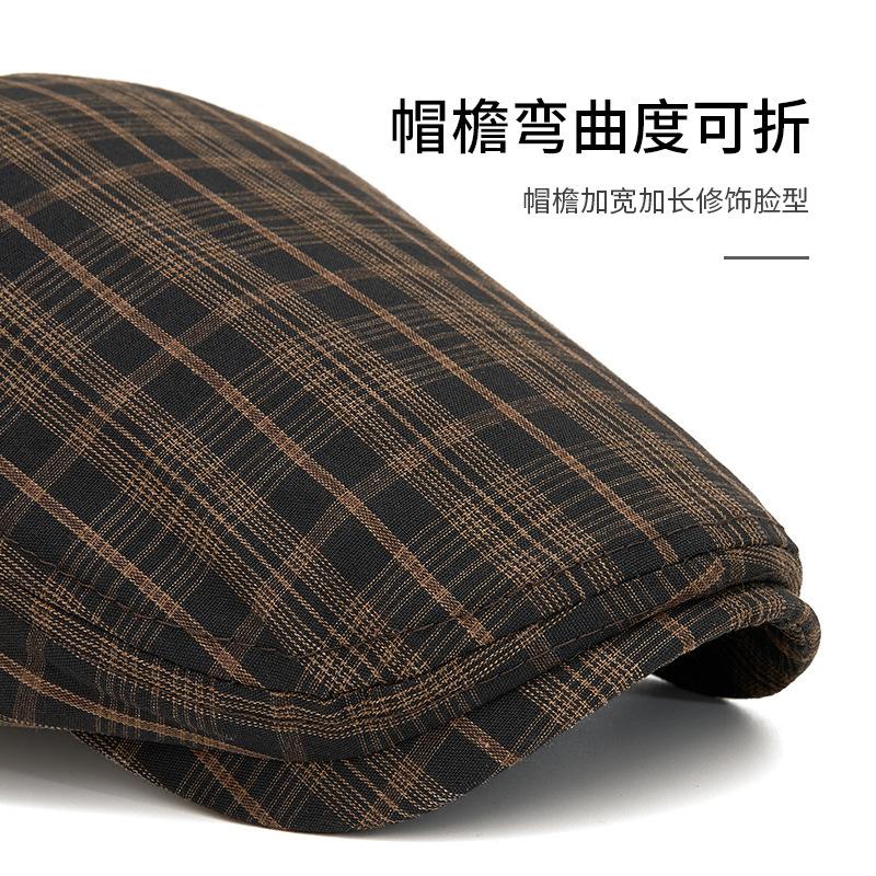Spring and summer thin British plaid beret men's and women's retro casual forward hat outdoor sunscreen breathable cap