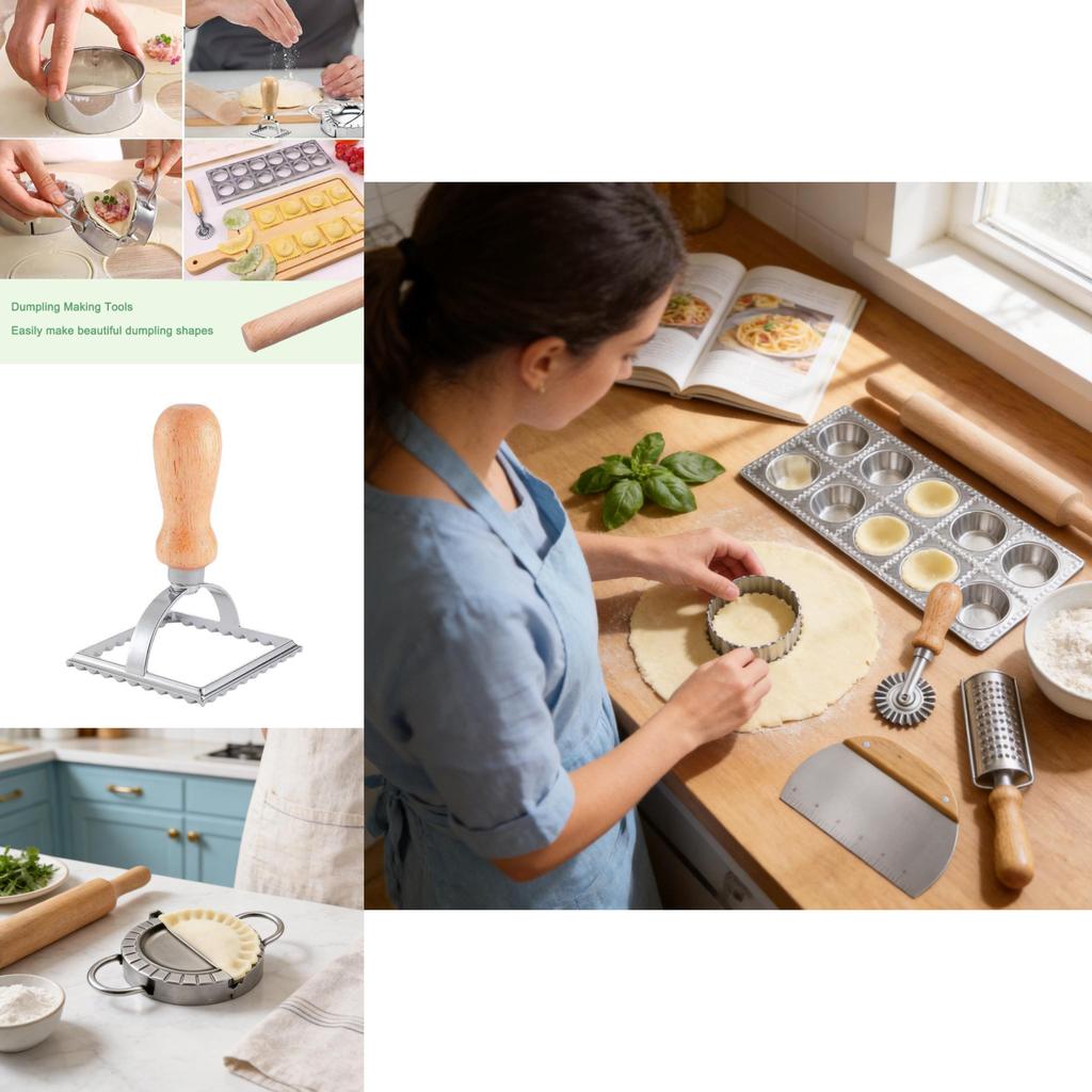 Italian Pasta And Dumpling Making Set With Wooden Tools For Home Kitchen Cooking