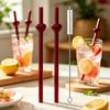 3Pcs Reusable Glass Straw with Brush Multicolored Heart-shaped Straws Set Suitable for Milkshakes Juices Coffee Bar Accessories