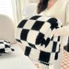 Thick Corals Fleece Grid Blanket Warm Throw for Home Travel Sturdy Machine Washable Polyester