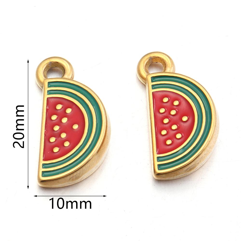 2pcs/lot Stainless Steel Enamel Charms Cute Fruit Strawberry Cherry Banana Flower Leaf Pendants For DIY Jewelry Making Necklace