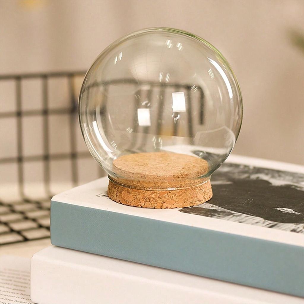 1pc-Small Size Glass Dome Vase Home Decoration Creative Bamboo Base Transparent Cover DIY Wedding Friend Favor Gift