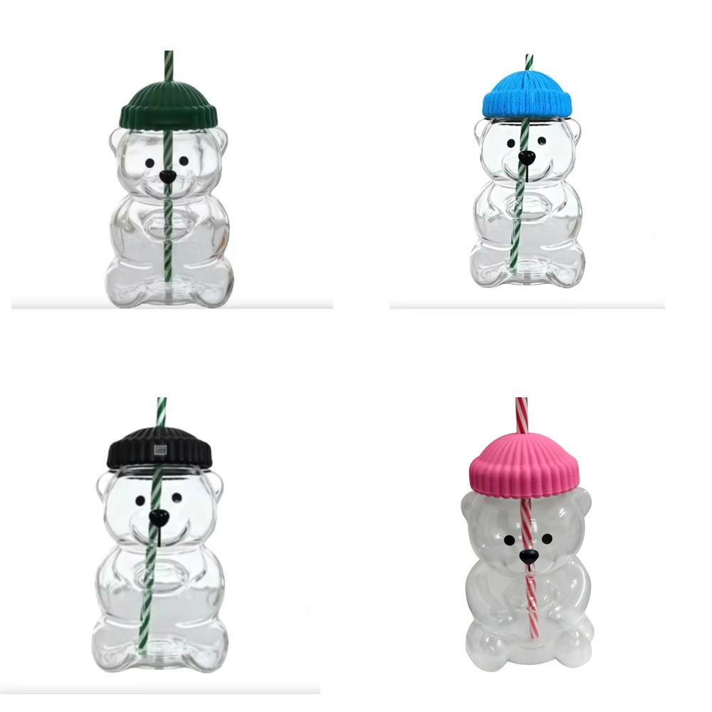 New Bearstraw Cup, 20Oz Cute Bear Glass Tumbler With Reusable Straw - Viral Animal Design For Smoothies, Boba & Iced Coffee