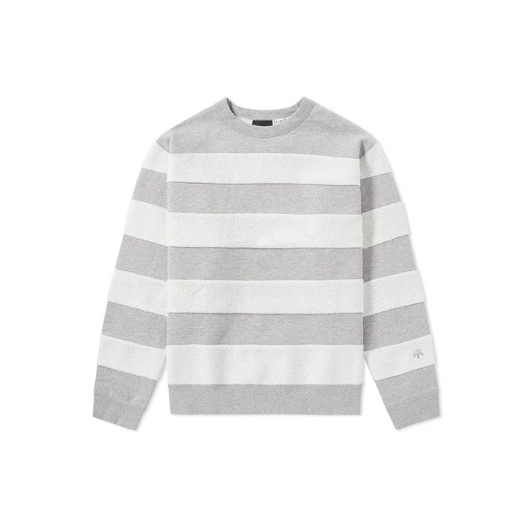 Men s adidas originals x alexander wang Crossover Colorblock Stripe Round Neck Long Sleeves Gray BS3018 XS