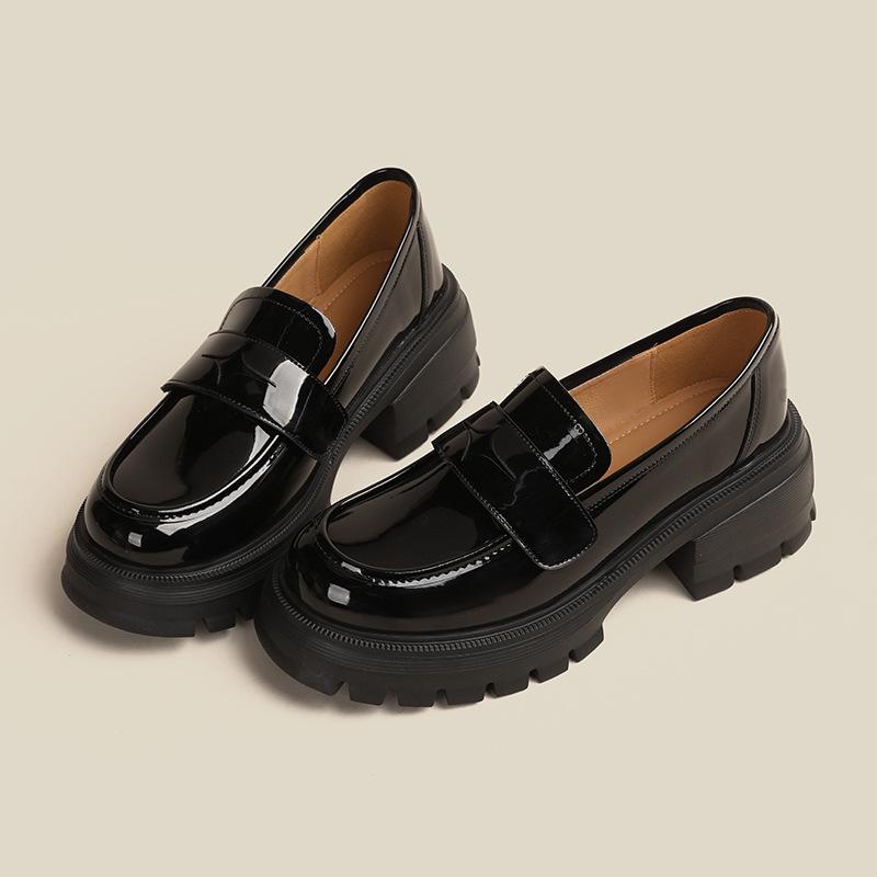 Platform Women's Shoes Muffin Simple Single Shoe Style Student Small Leather Shoes Women