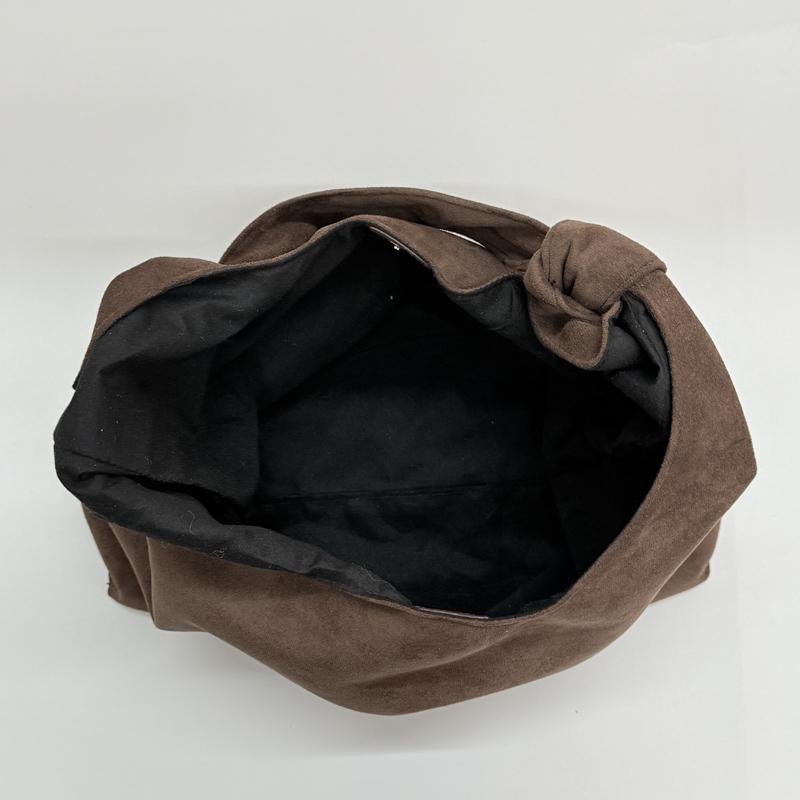 Soft Suede Hobo Bag with Knotted Handle Large Capacity Fashion Shoulder Bag