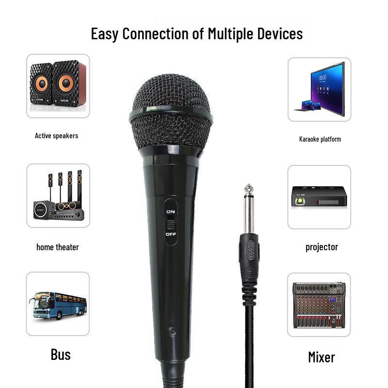 Dynamic Wired Microphone with Karaoke Pull-Rod Speaker for Live Broadcast and Recording