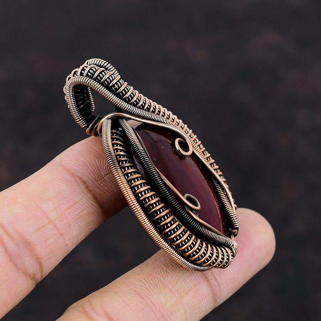 Red Fire Labradorite Pendant Copper Wire Wrapped Pendant Handmade Gemstone Pendant Copper Wire Wrapped Jewelry Engagement Gift Women Pendant