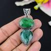 Green Jade Gemstone Handmade 925 Sterling Silver Jewelry Pendant 1.73" KG-119