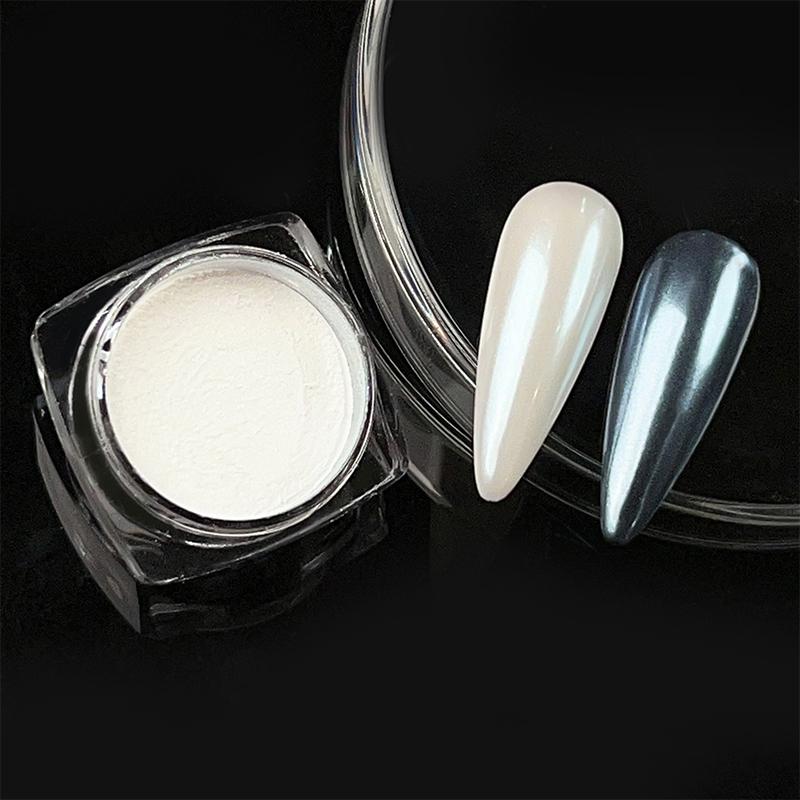 NICOLE DIARY Moonlight Plating Pearl Nail Powder White Mirror Aurora Effect Pigments UV Gel Polish Chrome Dust Nail Decorations