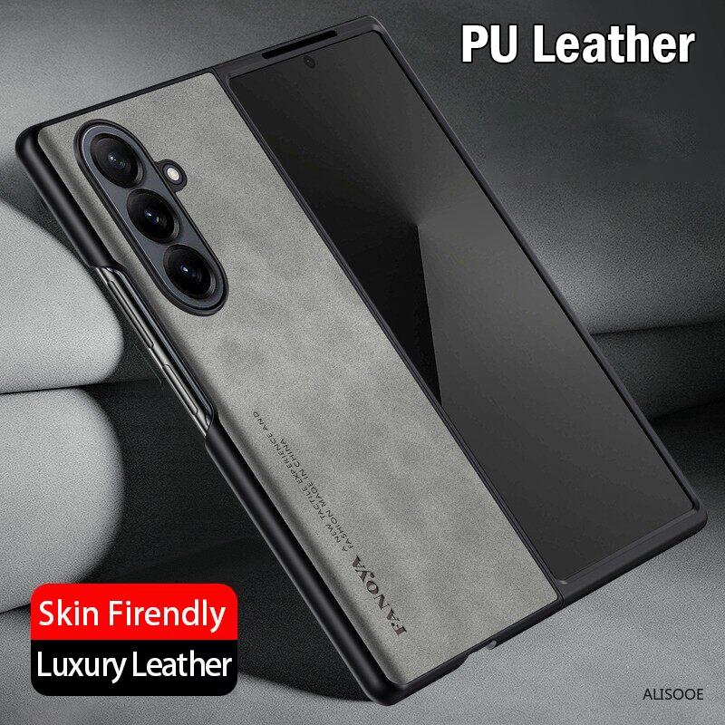 Mattes PU-Leder Funda für Samsung Z Fold 8 Fold 7 6 5 4 3 2 Hülle Matte Hartplastik Stoßfeste Handyhülle