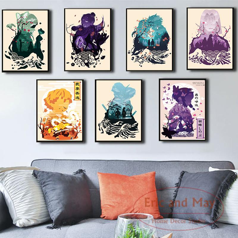 Japanese Anime Demon Slayer Posters And Prints Pictures On The Wall Vintage Poster Decorative Home Decor Tableau