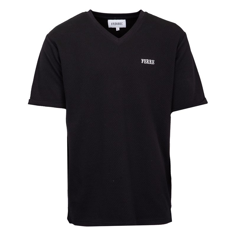Men's Textured V-neck Short-sleeved T-shirt with Logo GIANFRANCO FERRE