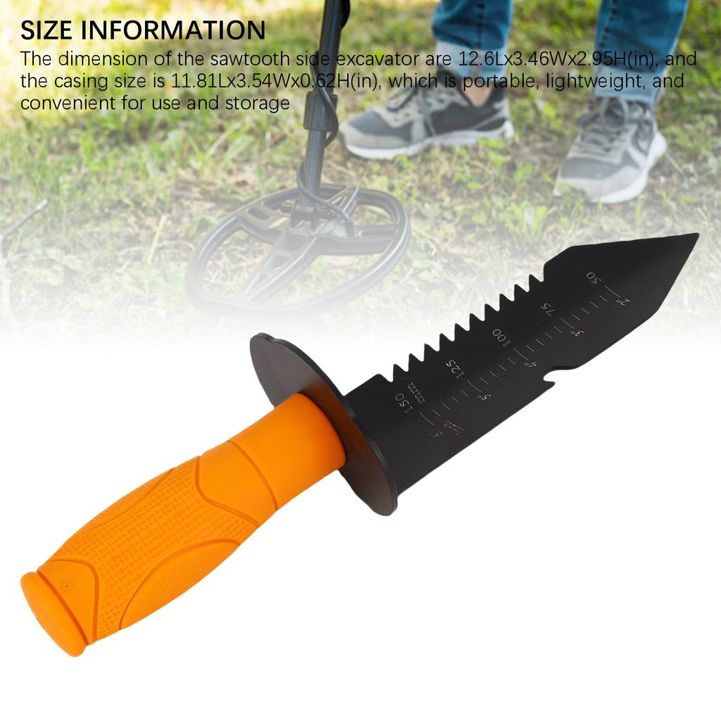Heavy Duty Serrated Digger Metal Digging Shovel with Sheath Tape Measure Belt Mounted Gardening Accessories