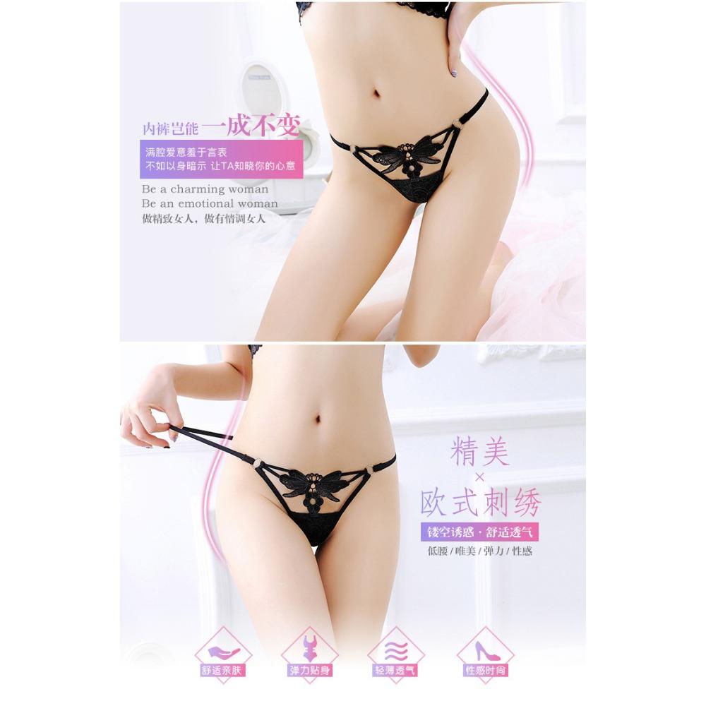 Sexy Embroidery Sexy Panties Real Temptation Fashion Hollow Thong Transparent Hip Underwear Women 2150