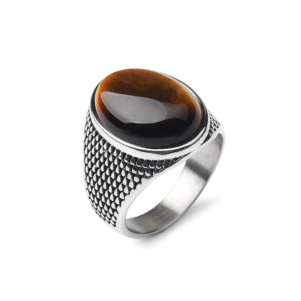 Men's/Women Many Gemstone Style 316LStainless Steel Onyx Scale Texture Rings Classic Fashion Trend Jewelry High Quality Product
